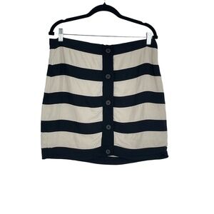 Club Monaco Women's Black Beige Striped Button Front Classic‎ Skirt Size 12